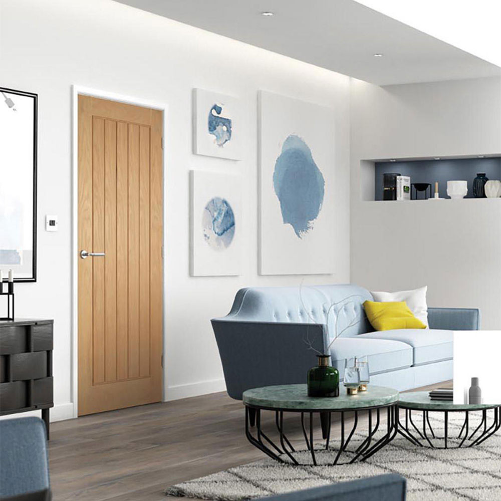 LPD Mexicano Grooved Unfinished Oak Internal Cottage Door LF 1