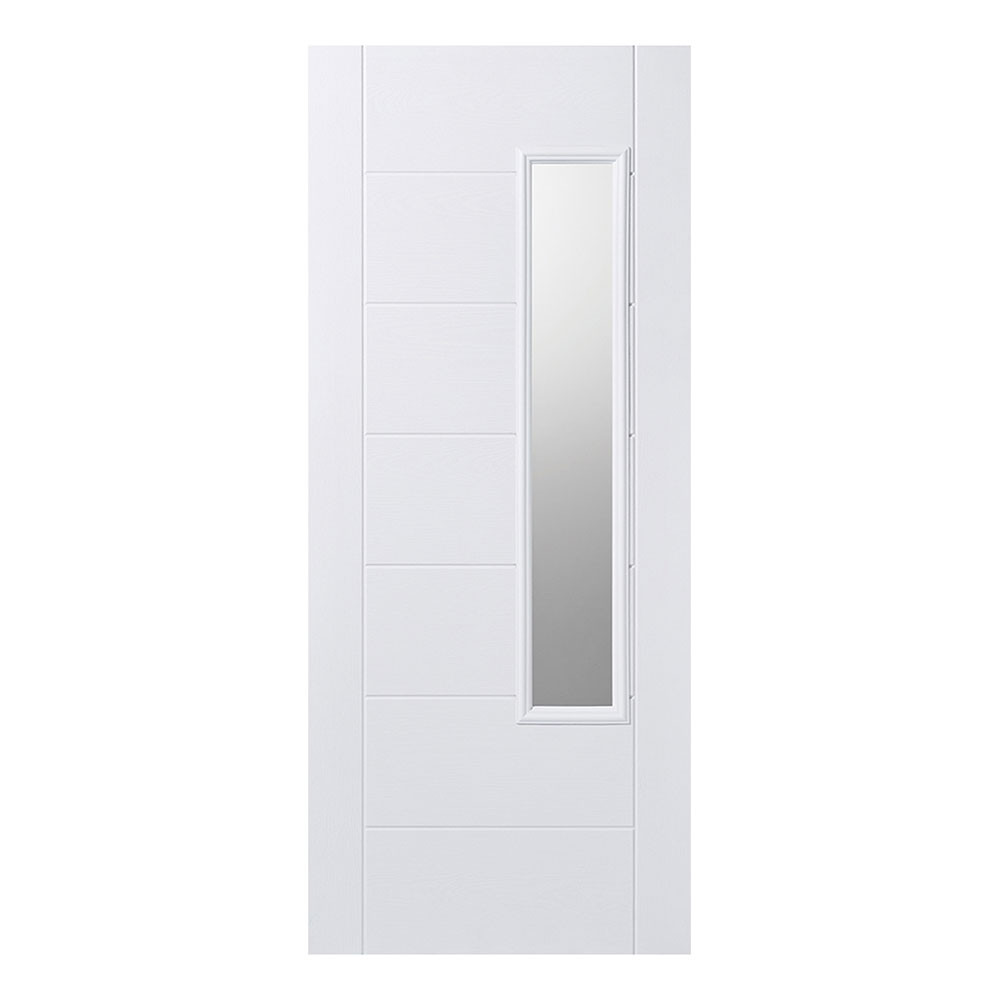 LPD Newbury Contemporary Fully Finished White Composite Obscure Glass External Front Door