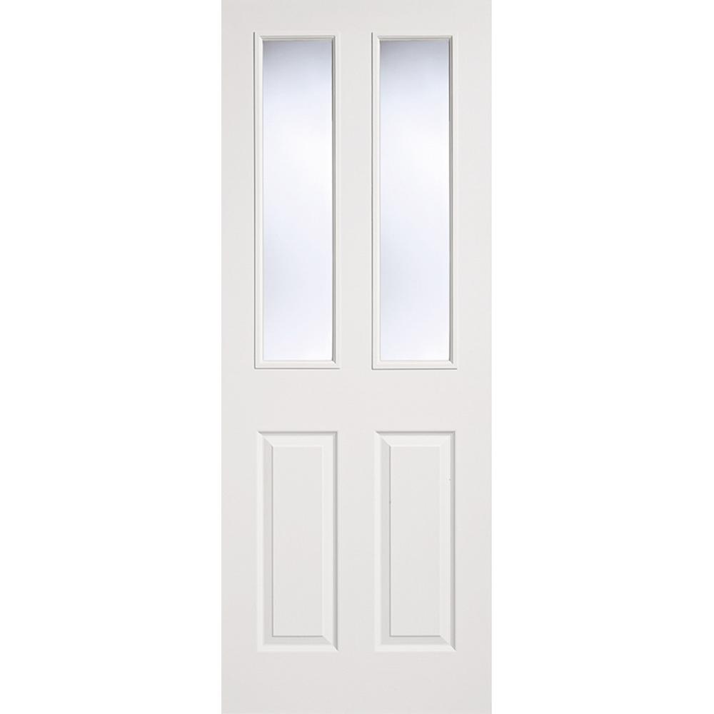 LPD Regency Textured White Primed 2 Light Clear Glass Internal Door
