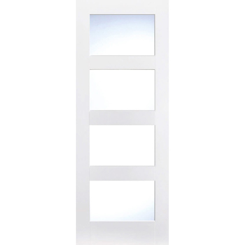 LPD Shaker White Primed 4 Light Glazed Internal Door - 1981mm x 610mm ...
