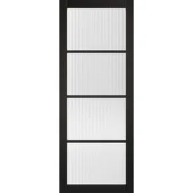 LPD Soho Fully Finished Black 4 Light Reeded Glass Internal Door