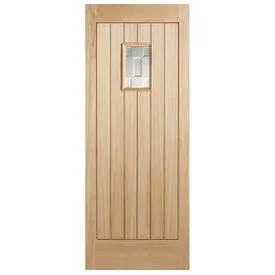 LPD Suffolk Oak Unfinished Decorative Glass External Front Door
