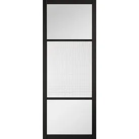 LPD Sutton Fully Finished Black 3 Light Clear & Cross Reeded Glass Internal Door