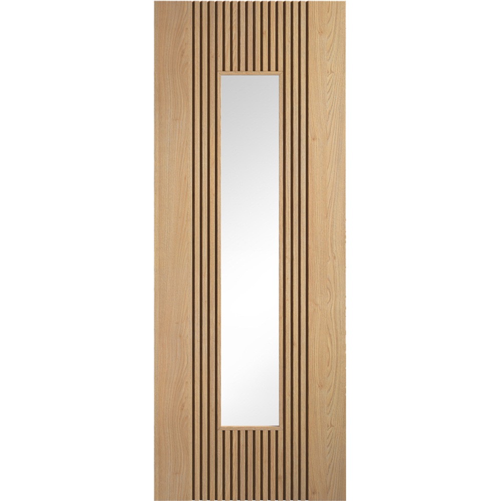 LPD Sydney Fully Finished Oak 1 Light Clear Glass Fluted Internal Door