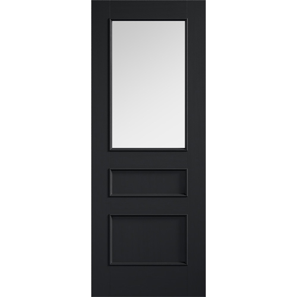 LPD Toledo 2 Panel Fully Finished Charcoal Black 1 Light Clear Glass Internal Door
