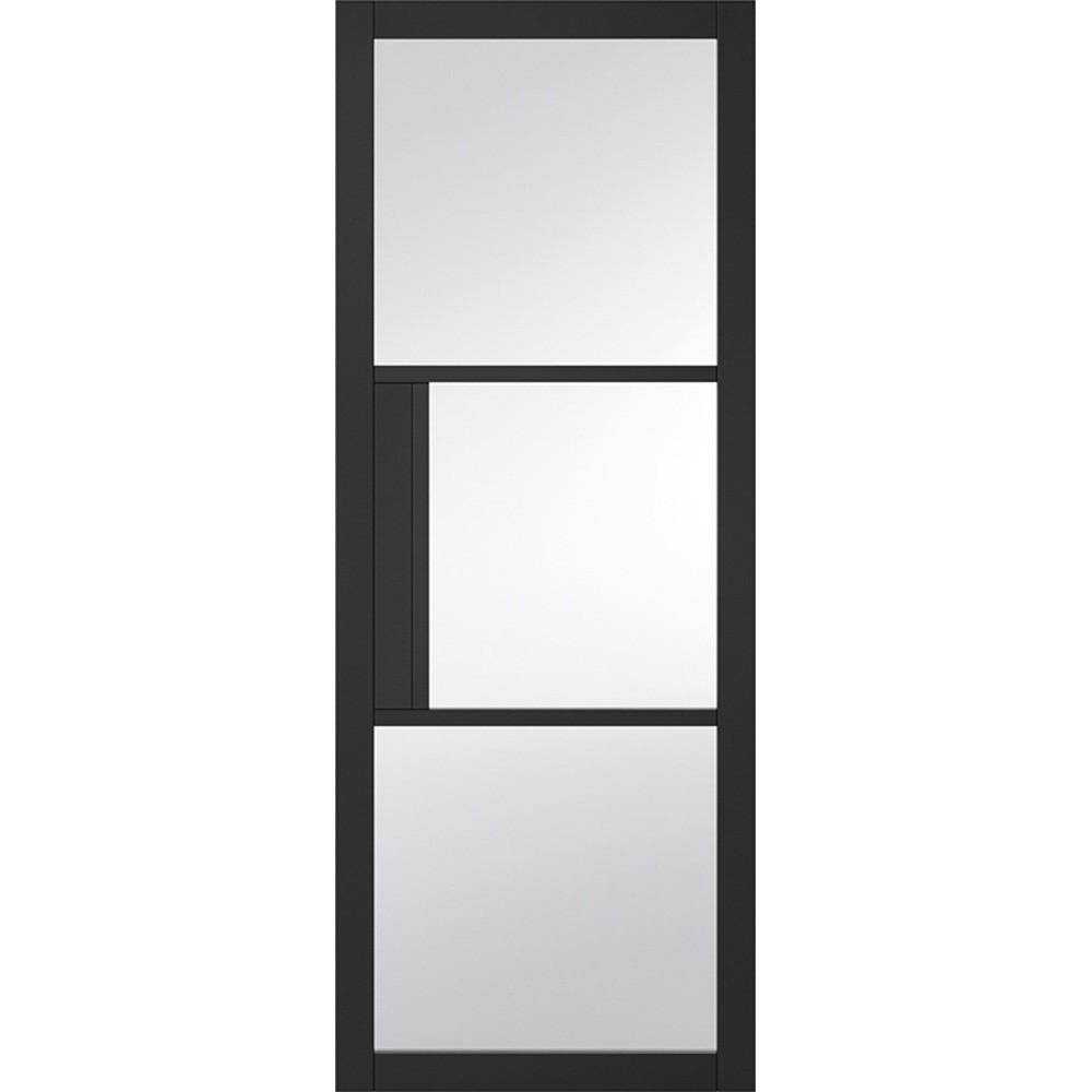 LPD Tribeca Black Primed 3 Light Clear Glass Internal Door - 1981mm x ...