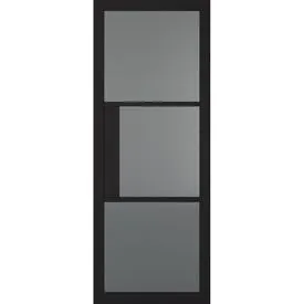 LPD Tribeca Fully Finished Black 3 Light Black Glass Internal Door