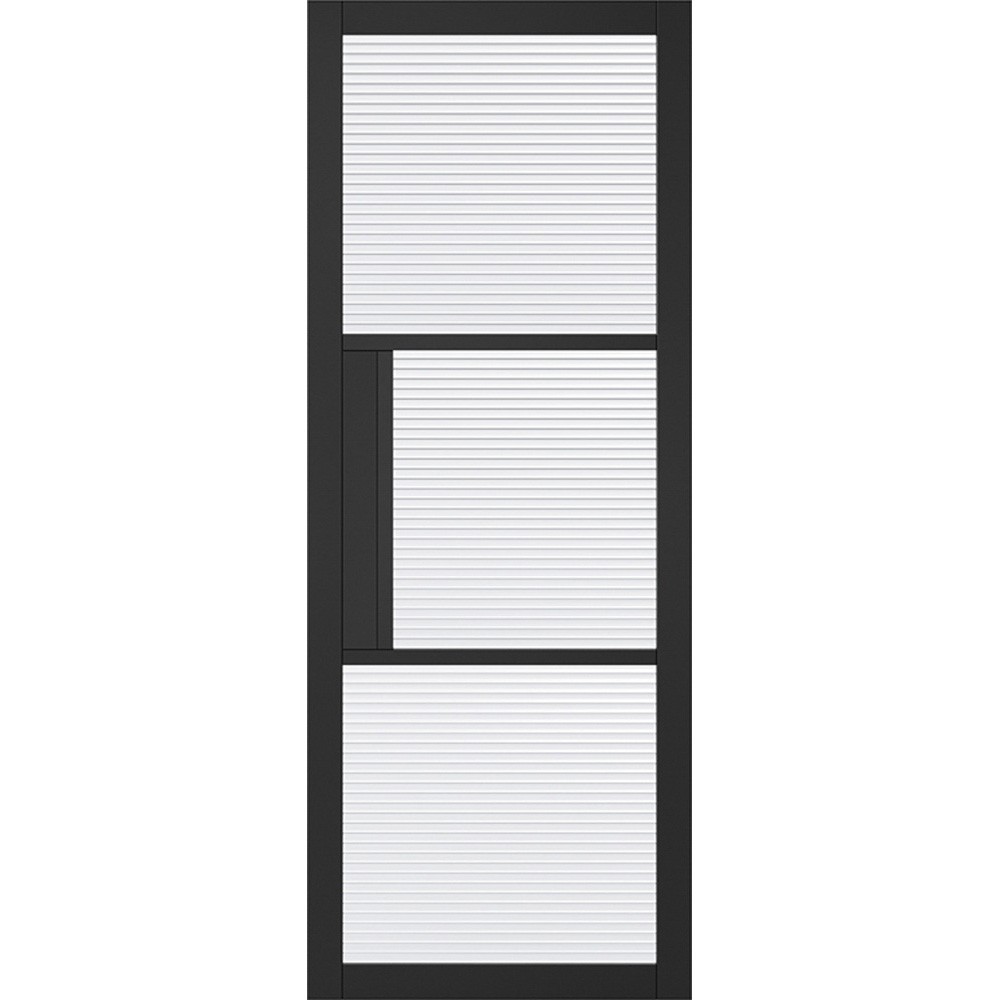 LPD Tribeca Fully Finished Black 3 Light Reeded Glass Internal Door