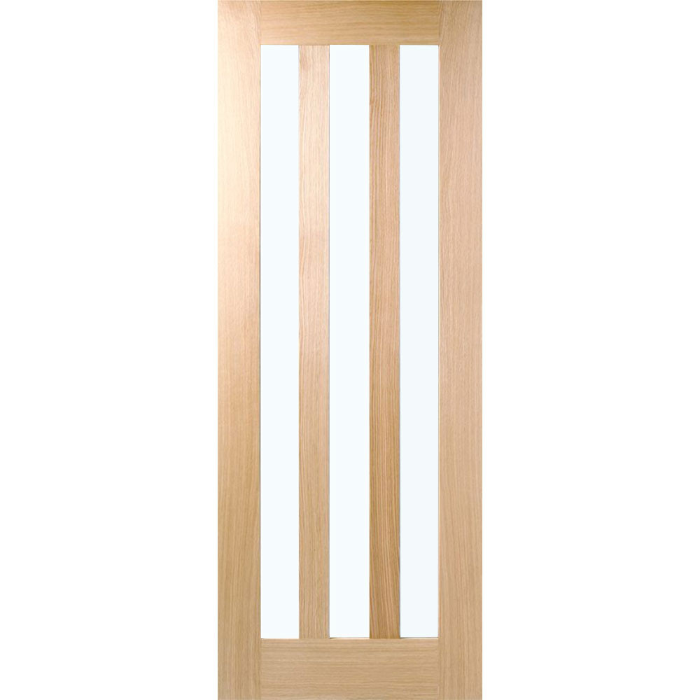 LPD Utah Unfinished Oak 3 Light Clear Glass Internal Door