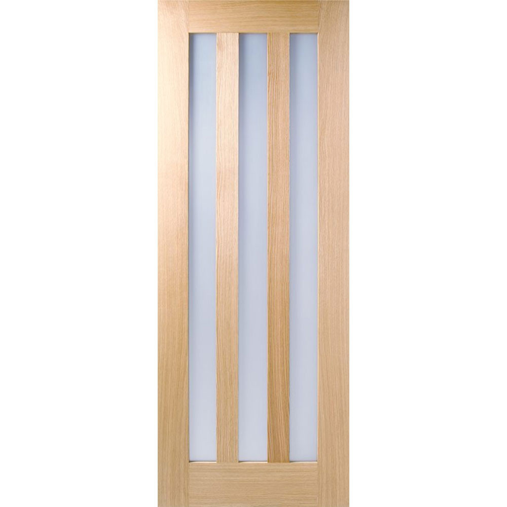 LPD Utah Fully Finished Oak 3 Light Frosted Glass Internal Door