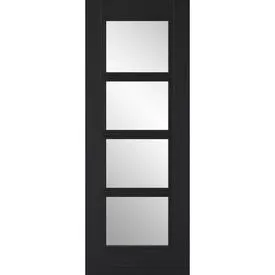 LPD Vancouver Fully Finished Charcoal Black 4 Light Clear Glass Internal Door