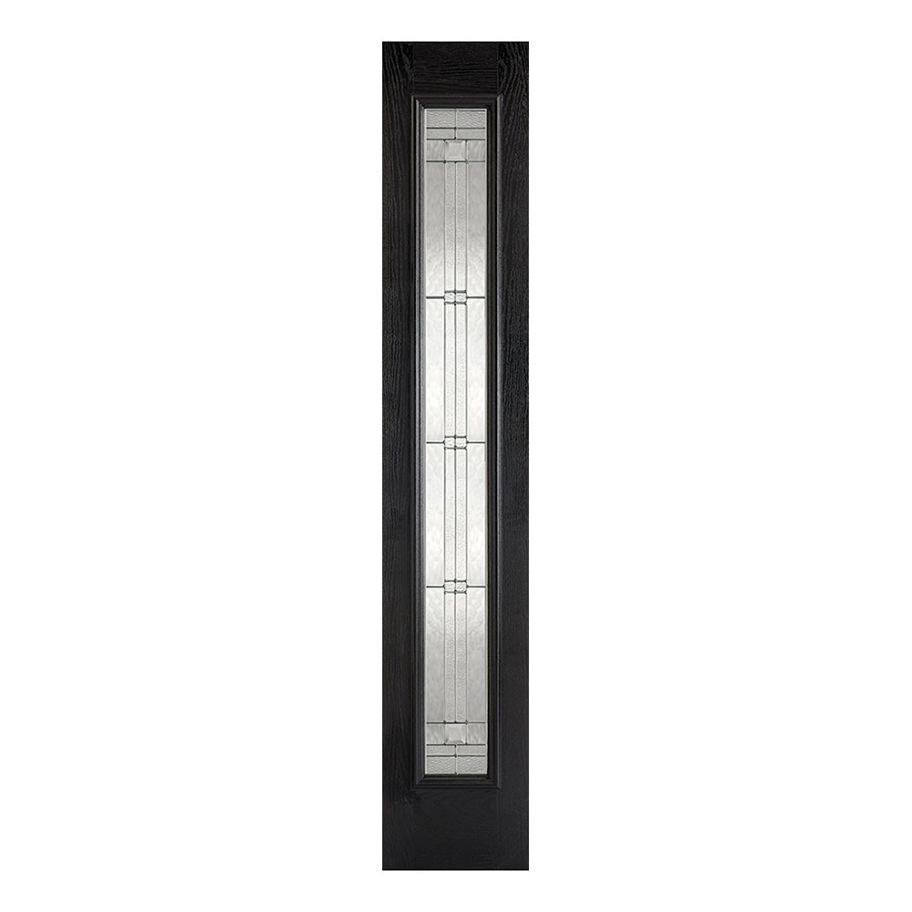 LPD Victorian Fully Finished Black Composite Obscure Glass External Sidelight - 2032mm x 356mm (80 inch x 14 inch)