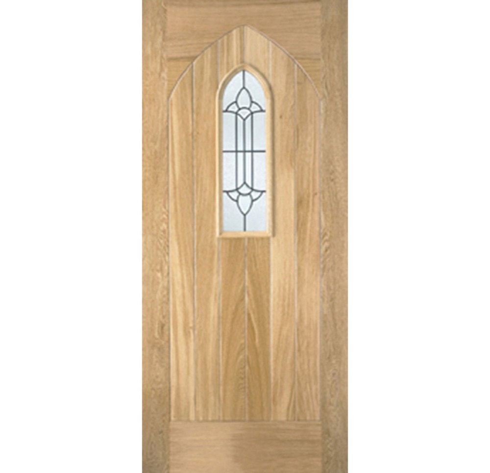 LPD Westminster Oak Unfinished Decorative Glass External Front Door