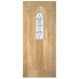 LPD Westminster Oak Unfinished Decorative Glass External Front Door
