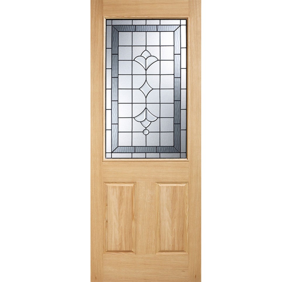 LPD Winchester Oak Unfinished 1 Light Decorative Glass External Front Door