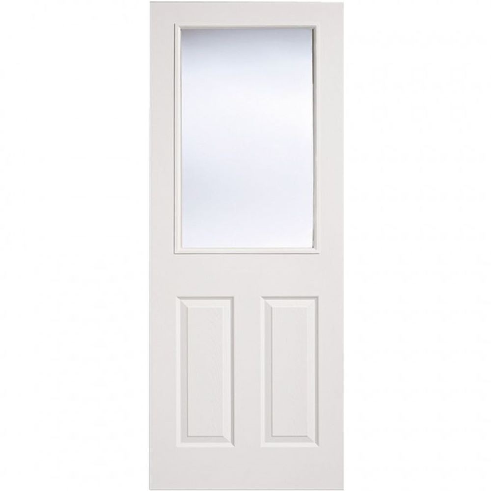 LPD Moulded Textured Primed White 1 Light Glass Internal Door - 2040mm ...