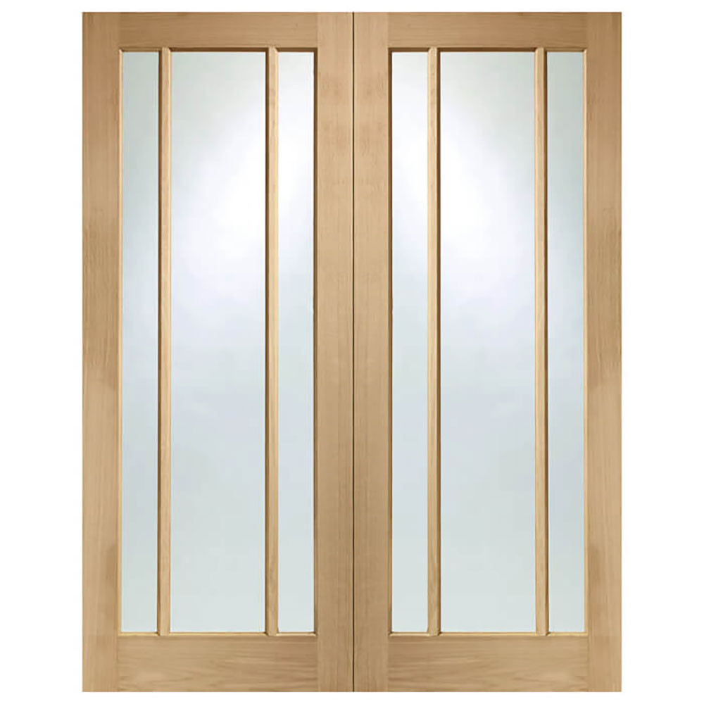 XL Joinery Worcester Unfinished Oak Glazed Internal Door Pair