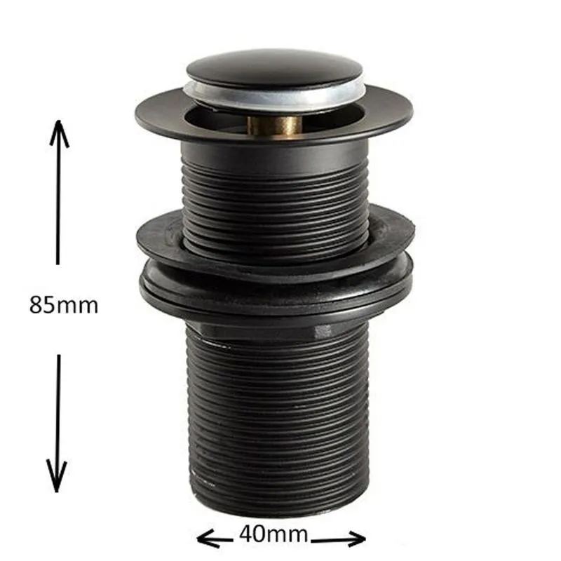 Matt Black Unslotted Pop Up Basin Push Click Waste Set | Plumbing ...