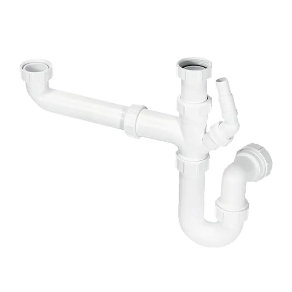 McAlpine 1 1/2 inch Kitchen Sink Waste Packs - 1.5 Bowl Space Saver White Polypropylene