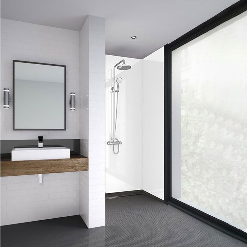 Timeless Trade Tongue & Groove White Gloss Plywood Shower Panel