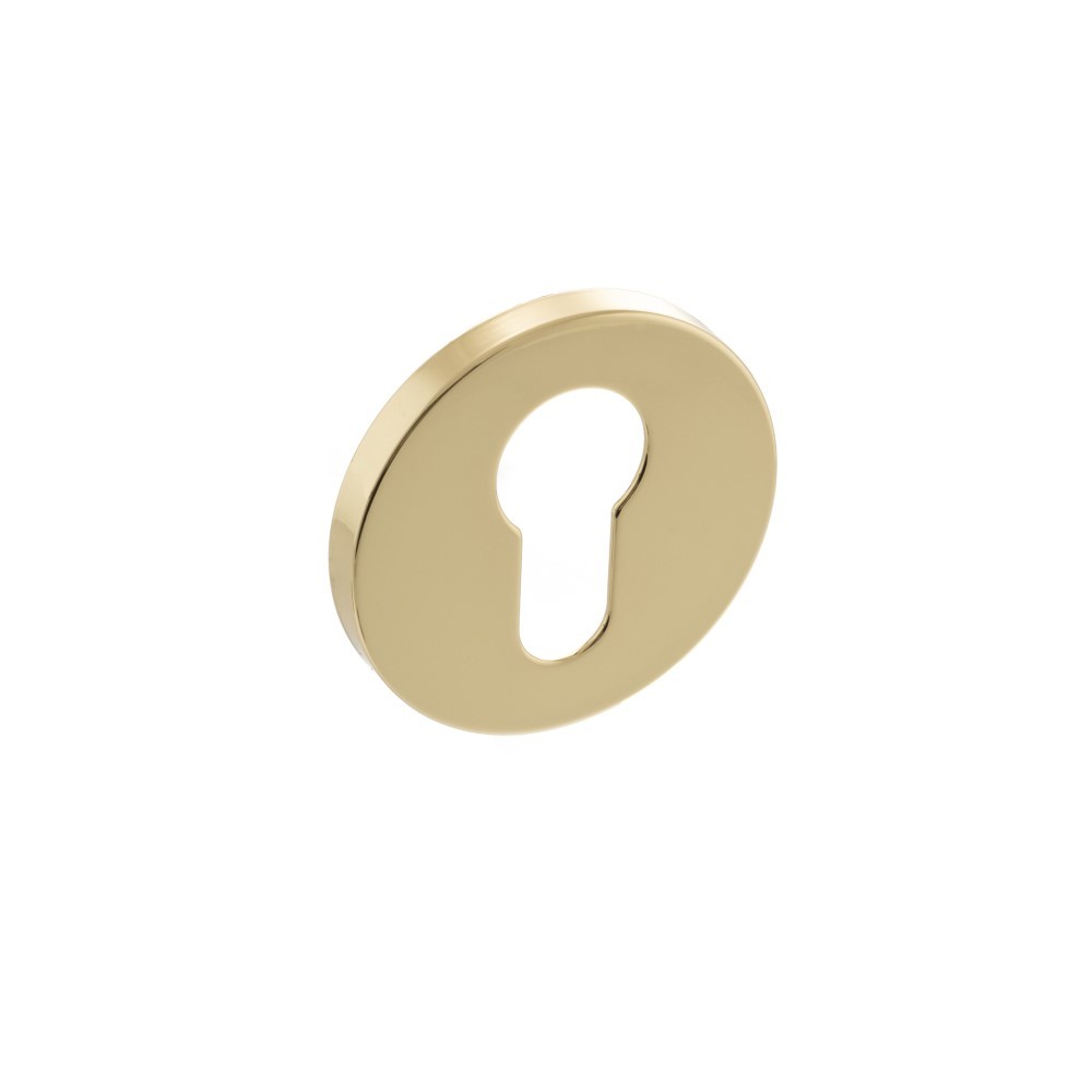 Millhouse Brass Euro Escutcheon Pair on 5mm Slimline Round Rose