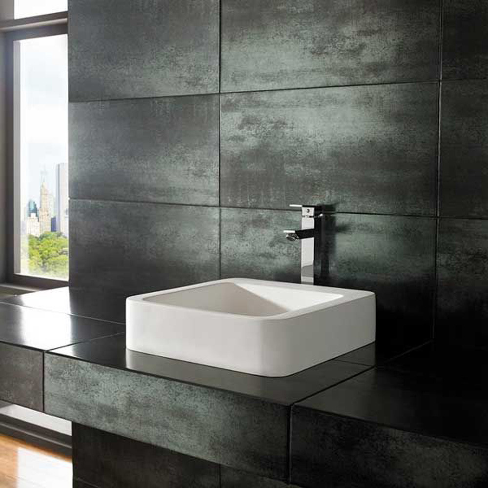 Mino 410mm White Stone Resin Square Basin