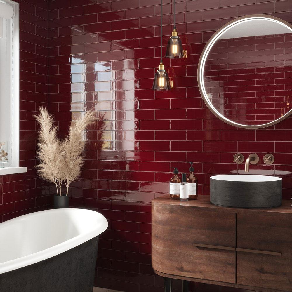 minton garnet gloss glazed ceramic wall tile single tile
