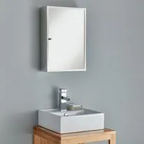 Monaco Stainless Steel 350mm x 500mm Slimline Bathroom Mirror Cabinet With Single Door