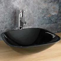 Monza 310mm Black Glass Square Countertop Basin