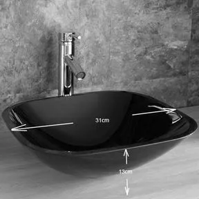 Monza 310mm Black Glass Square Countertop Basin
