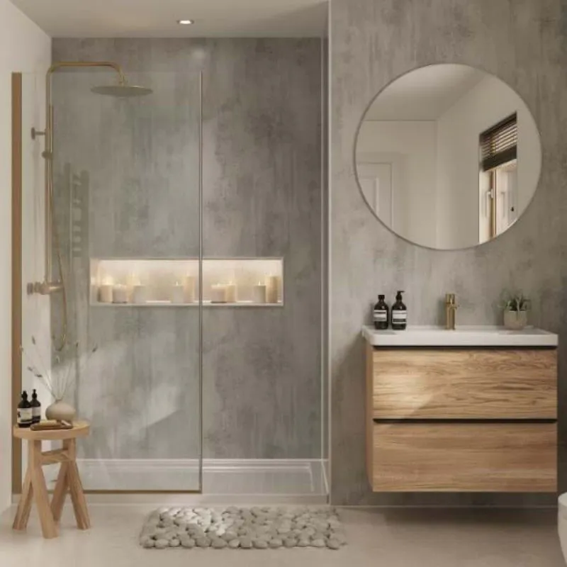 Multipanel Contemporary Arctic Stone Unlipped Shower Wall Panel ...