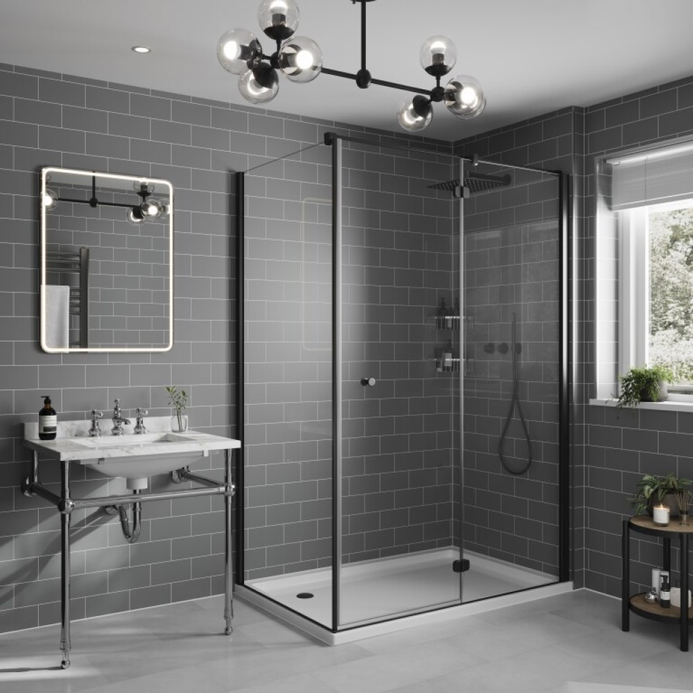 Multipanel Metro Tile Effect Dust Grey Tongue & Groove Hydrolock Shower Wall Panel - 2400mm x 598mm