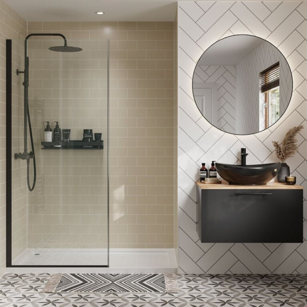Multipanel Metro Tile Effect Taupe Grey Tongue & Groove Hydrolock Shower Wall Panel - 2400mm x 598mm