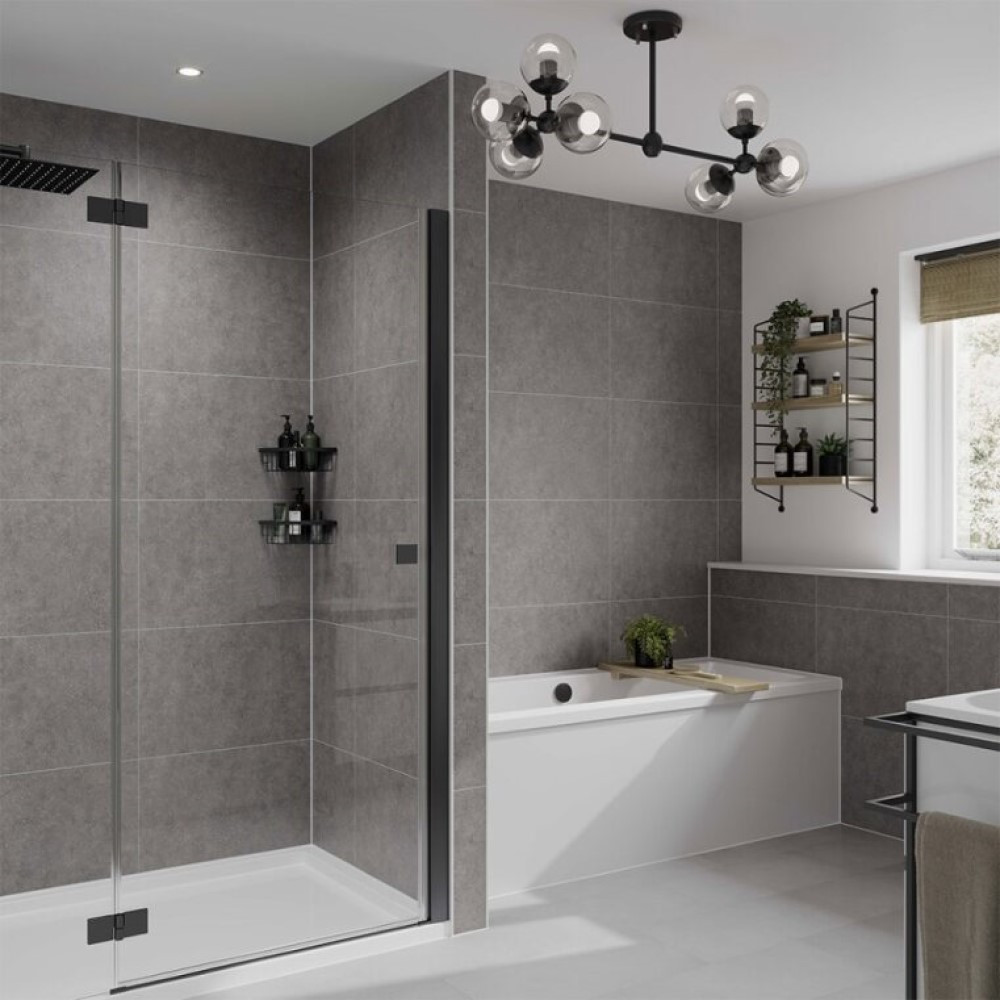 Multipanel Pure Grey Mineral Tongue & Groove Hydrolock Shower Wall Panel - 2400mm x 1200mm