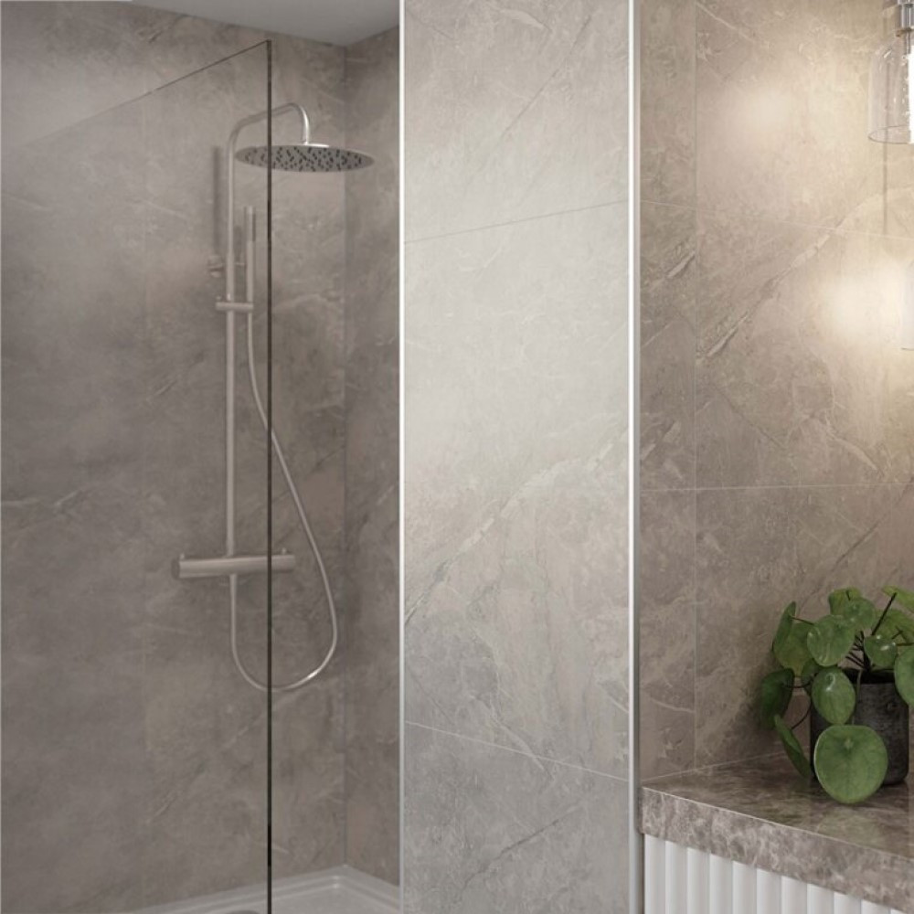 Multipanel Pure Valmasino Marble Tongue & Groove Hydrolock Shower Wall Panel - 2400mm x 1200mm