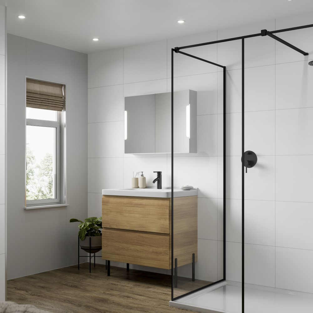 Multipanel Tile Effect Alpine White Tongue & Groove Hydrolock Shower Wall Panel - 2400mm x 598mm