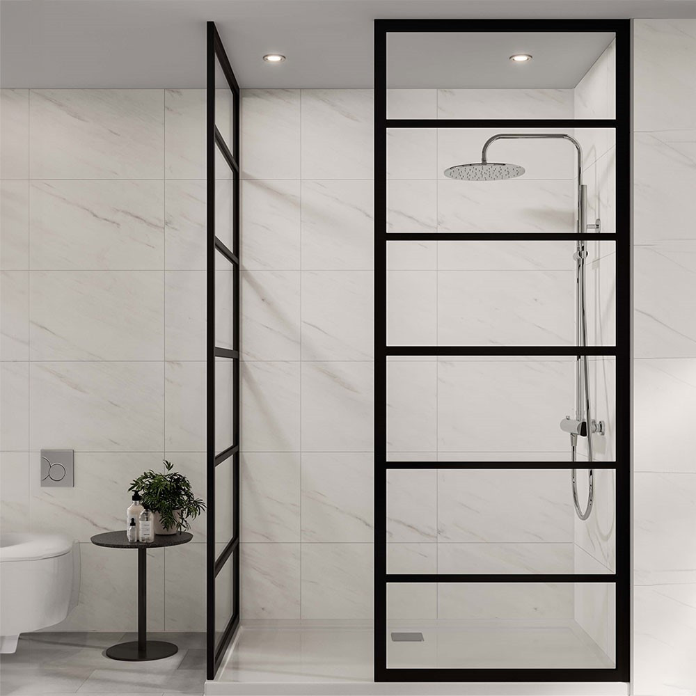 Multipanel Tile Effect Levanto Marble Tongue & Groove Hydrolock Shower Wall Panel - 2400mm x 598mm