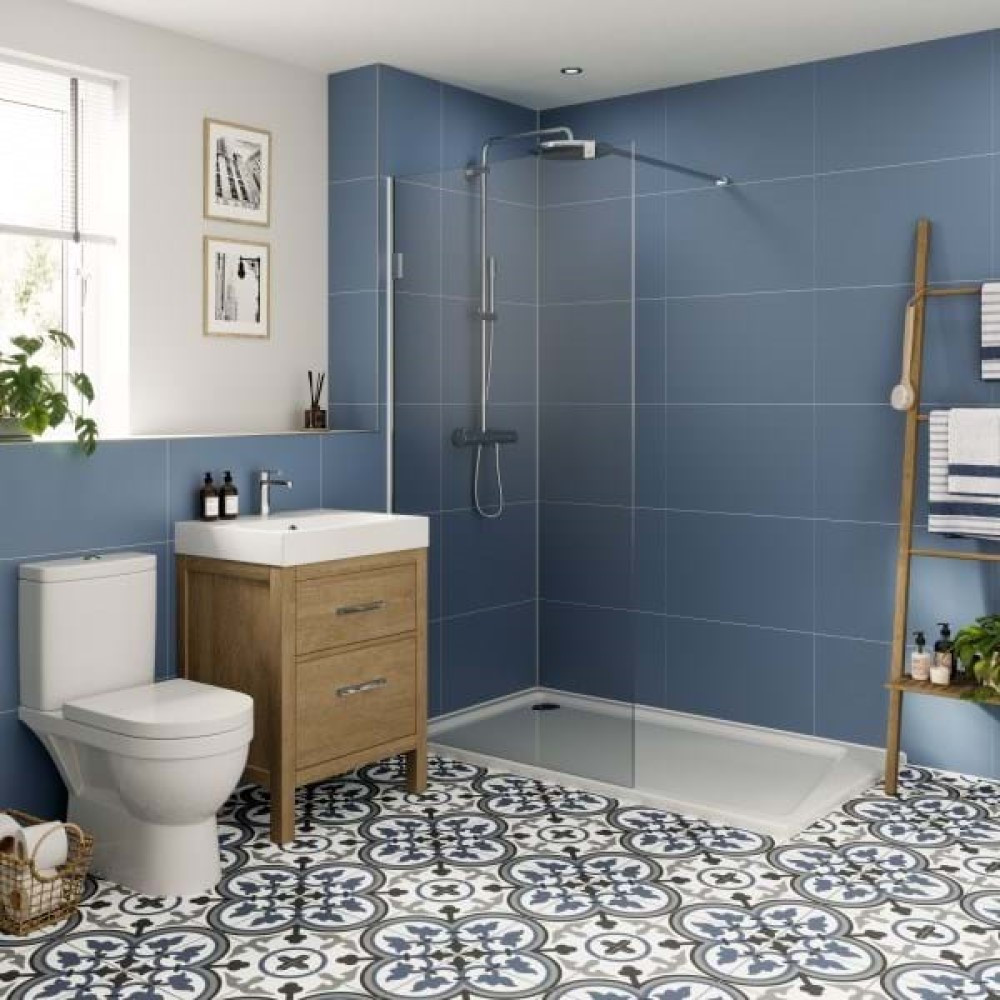 Multipanel Tile Effect Misty Blue Tongue & Groove Hydrolock Shower Wall Panel - 2400mm x 598mm