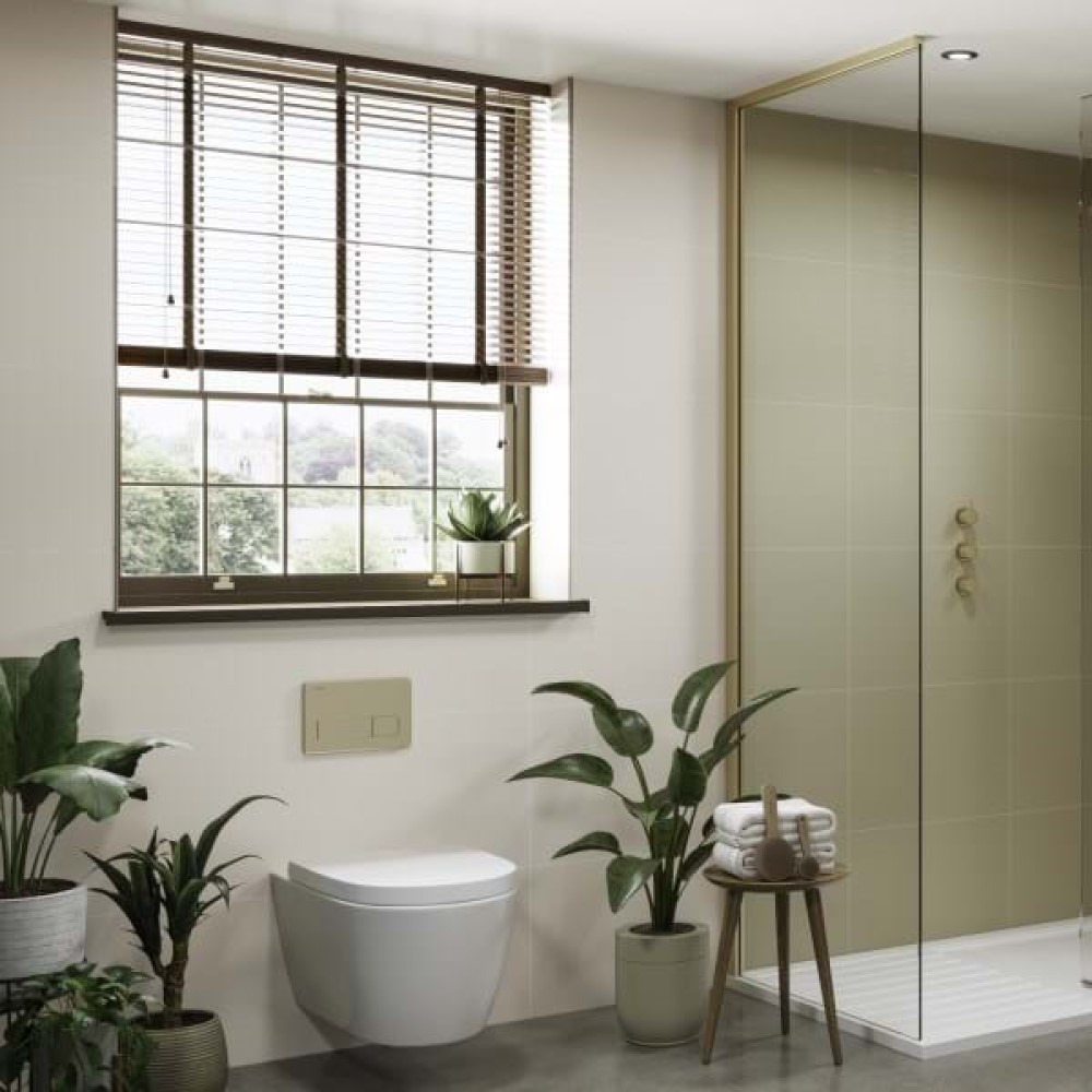 Multipanel Tile Effect Taupe Grey Tongue & Groove Hydrolock Shower Wall Panel - 2400mm x 598mm