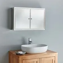 Nancy Stainless Steel 800mm x 500mm Extra Large Twin Door Bathroom Mirror Cabinet