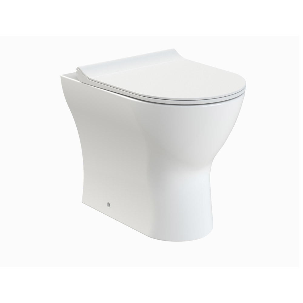 Nuie Freya White Rimless Back To Wall Toilet Pan & Soft Close Seat