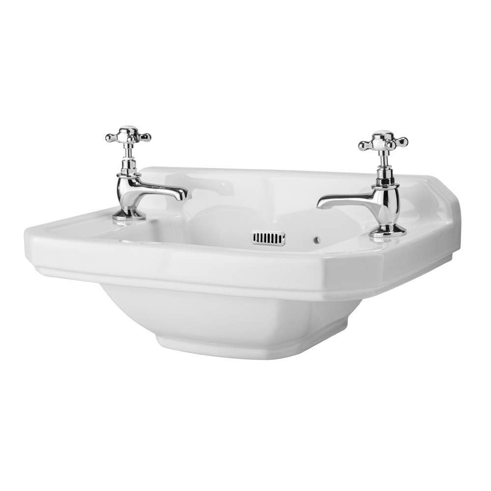 Hudson Reed White Richmond 515Mm 2 Tap Cloakroom Basin Porcelain