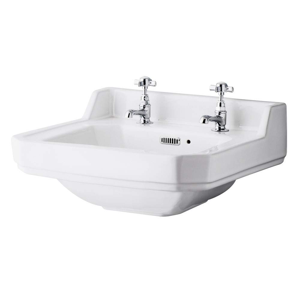 Hudson Reed White Richmond 560Mm 2 Tap Basin Porcelain