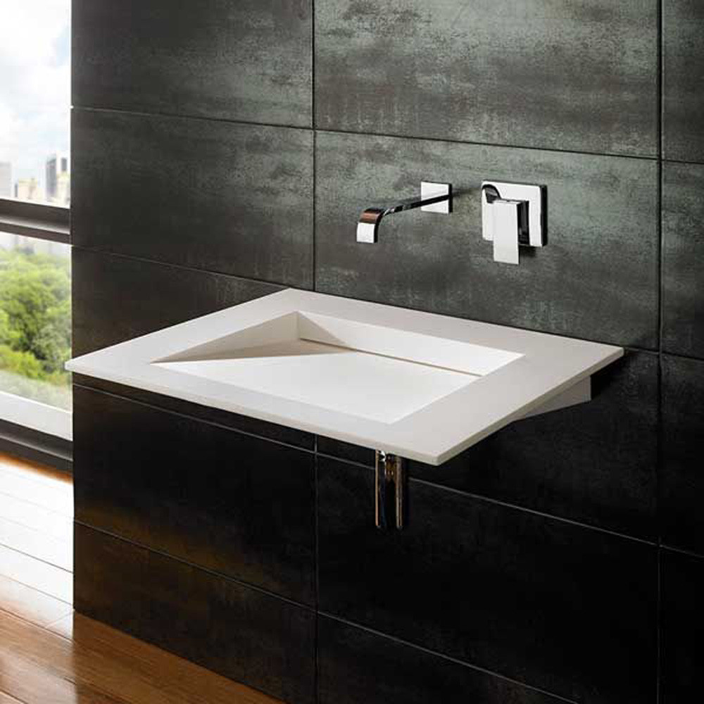 Nero White Stone Resin Rectangular Sloped Design Basin