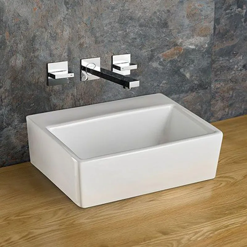Nice 385mm White Ceramic Rectangular Countertop Basin | clickbasin®