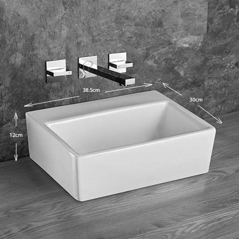 Nice 385mm White Ceramic Rectangular Countertop Basin | clickbasin®