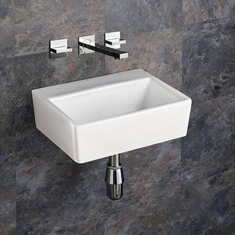 Nice 385mm White Ceramic Rectangular Countertop Basin | Plumbing ...