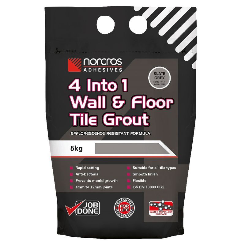Norcros Adhesives 4 Into 1 Wall & Floor Tropical Ebony Tile Grout 5KG
