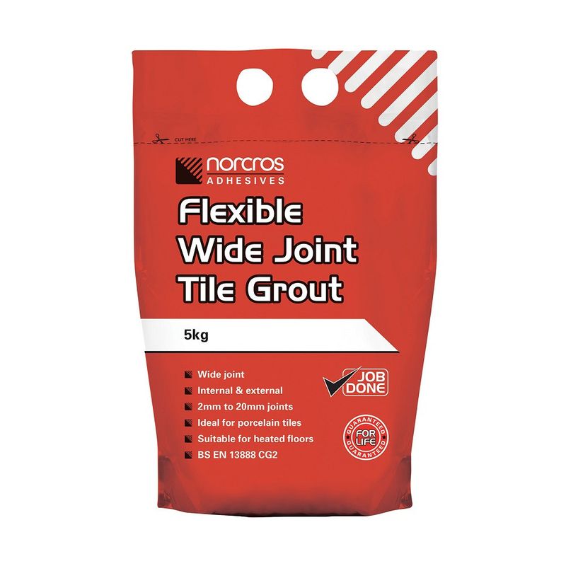Norcros Adhesives Flexible Wide Joint Steel Grey Tile Grout 5KG