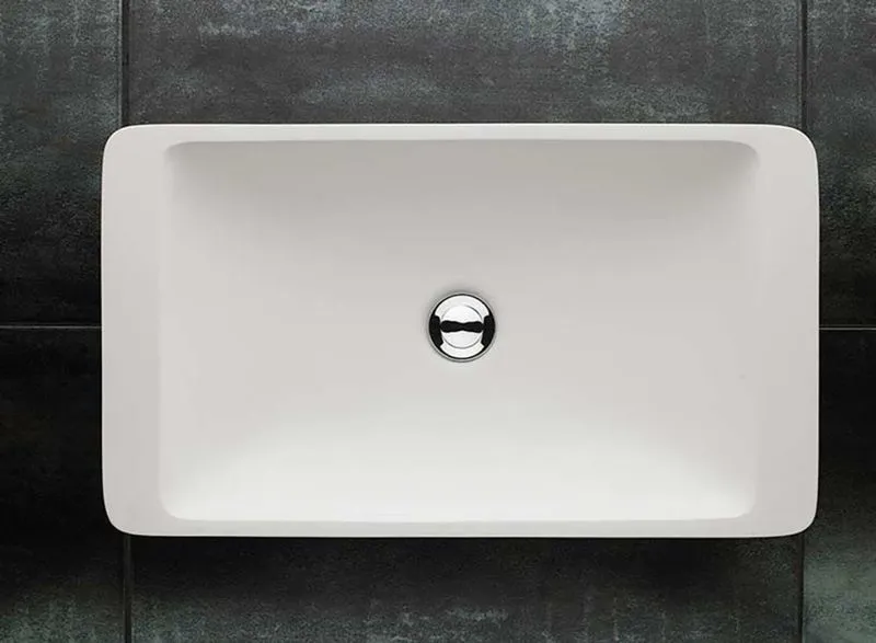 Nova 600mm x 350mm White Stone Resin Large Rectangular Basin | clickbasin®